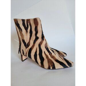 J. Crew Calf Hair Stevie Leopard print ankle boots size 6.5 Preppy kitten heel